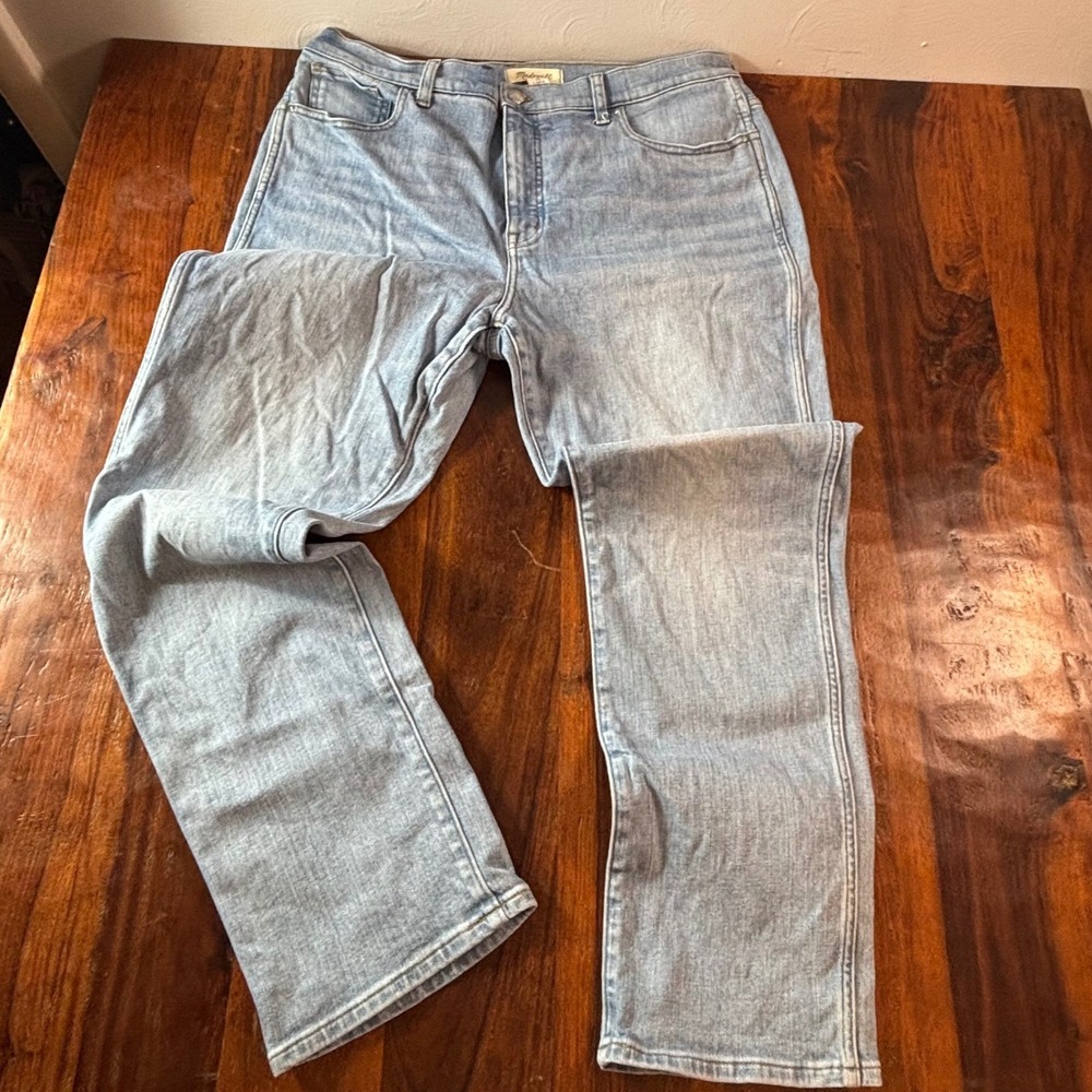 Madewell Stovepipe Straight Leg Jeans Light Wash High Rise Blue Denim Size 32